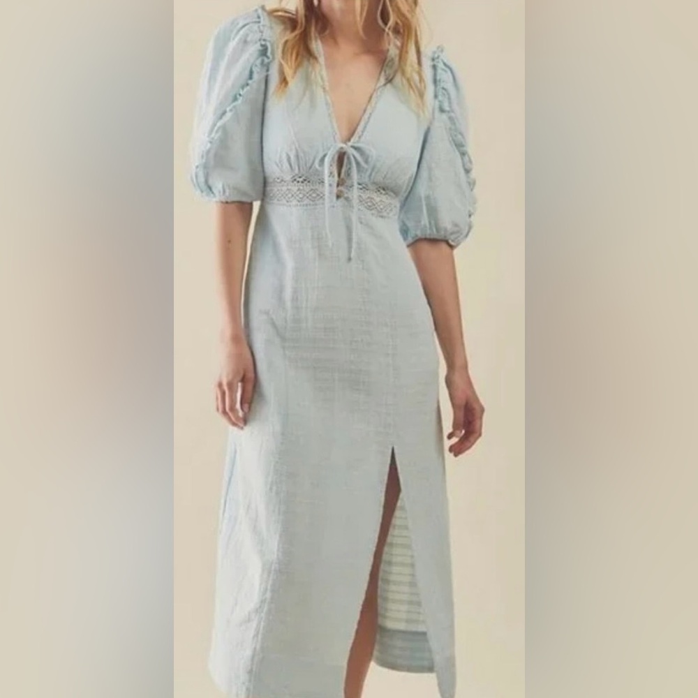 Free People Dress Slow Pace Midi Dress, Light Blue, Size X Small.